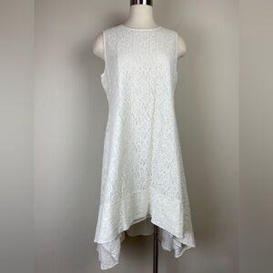 Sundance Inner Grace Ivory Lace Lined Dress Hi Low Hem Size 14 Sleeveless Cotton
